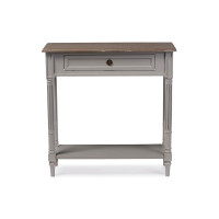 Baxton Studio EDD8VM/M-B-W1 Edouard White Wash Distressed Two-tone 1-Drawer Console Table